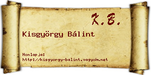 Kisgyörgy Bálint névjegykártya