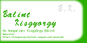 balint kisgyorgy business card